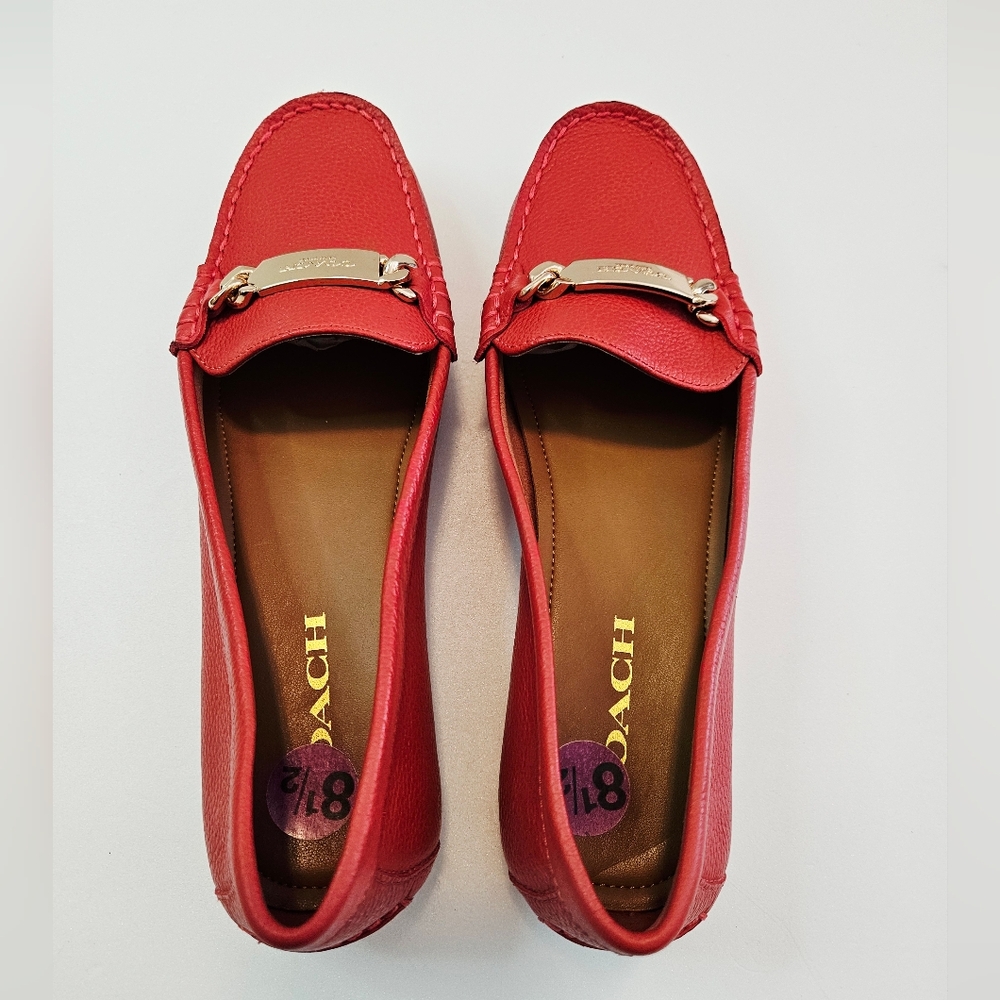 Coach Olive Loafer 8.5B Peach Pebble Grain Leather SlipOn Flat Shoes A7751 - Picture 8 of 11